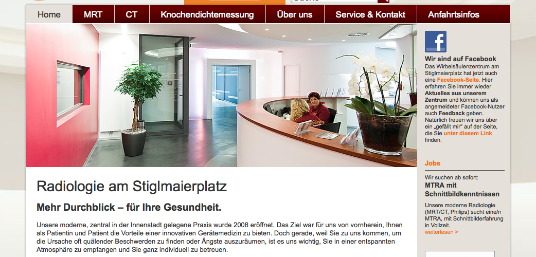 Website der Radiologie am Stiglmaierplatz, München